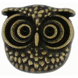 Bezelry 12 Pieces Cute Owl Antique Brass Color Metal Shank Buttons 15mm (Antique Brass)