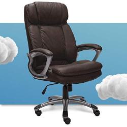 Serta Big & Tall Executive Office Chair High Back All Day Comfort Ergonomic Lumbar Support, Bonded Leather, Brown