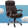 Serta Big & Tall Executive Office Chair High Back All Day Comfort Ergonomic Lumbar Support, Bonded Leather, Brown