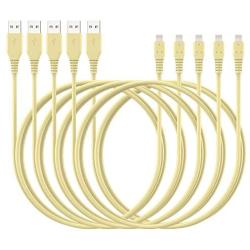 iPhone Charger Cable 6ft 5Pack,iPhone Cable 6 Foot Ailawuu iPhone Cord Sync USB Fast Charging Compatible with iPhone 11/11 Pro/Pro Max/X/XS Max/XR/8/8 Plus/7/7 Plus/iPad/iPod (Yellow)