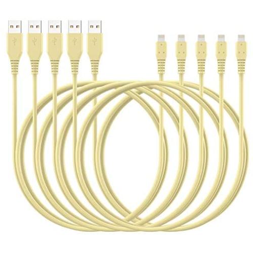 iPhone Charger Cable 6ft 5Pack,iPhone Cable 6 Foot Ailawuu iPhone Cord Sync USB Fast Charging Compatible with iPhone 11/11 Pro/Pro Max/X/XS Max/XR/8/8 Plus/7/7 Plus/iPad/iPod (Yellow)