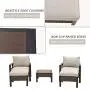 Festival Depot 5 Pieces Patio Outdoor Conversation Brown Wicker Rattan Chairs Cushions Ottomans Set Coffee Square Table Black Classic Metal Frame Furniture Garden Bistro Seating Thick Soft Cushions