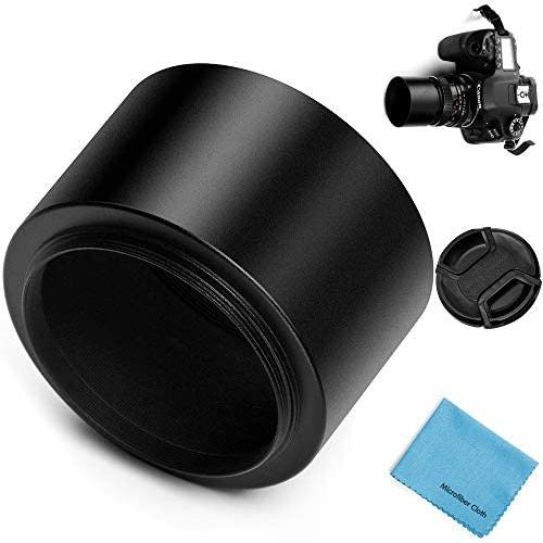 40.5mm Tele Metal Screw-in Lens Hood Sunshade with Centre Pinch Lens Cap for Canon Nikon Sony Pentax Olympus Fuji Sumsung Leica Camera + Cleaning Cloth