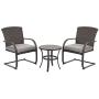 Grand patio 3 Piece Outdoor Bistro Set,Resin Wicker Patio Spring Chair and Metal Table, Furniture Set with Grey Cushion