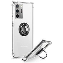 ANSIWEE Galaxy Note 20 Ultra 6.9 Inch Case, Metal Ring Kickstand Work with Magnetic Car Mount Cover Reinforced Drop Protector Bumper Clear Hard Back Cases for Samsung Galaxy Note 20 Ultra (Clear)