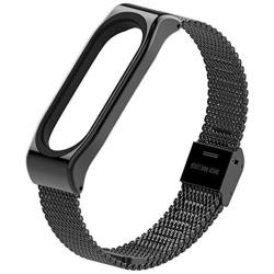 PINHEN Bands for Mi Band 5 Strap,Compatible with Xiaomi Mi Band 3 / Mi Band 4 /Mi Band 5 Wristbands Metal Replacement Adjustable Wrist Straps for Mi Fitness Tracker Smart Band (Black)