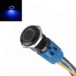 Etopars Black Case 16mm Blue Angel Eye Symbol LED 12V Push Button Metal Toggle Switch Socket Plug Wire Car Vehicle