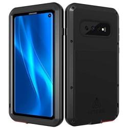 LOVE MEI Samsung Galaxy S10 Case with Built in Screen Protector, Heavy Duty Aluminum Rubber Anti-Scratched Cover Protective Silicone Shockproof Metal Grade Solid Tank Case for Samsung S10 Case (Black)