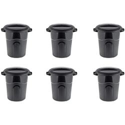 United Solutions TI0065 32 Gallon Outdoor Waste Garbage Bin, 6 Pack, Easy to Carry Pass-Through Handles & Attachable Click Lock Lid, Black, 32 Gal