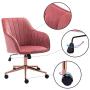 Duhome Home Office Chair Computer Desk Chair Armchair Task Chair Velvet Upholstered Chair Height Adjustable Comfortable Stool Swivel Rolling Chair with Rose Gold Metal Base for Office Study Pink