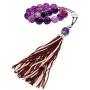 Purple Agate Gemstone, Handmade Greek Worry Beads or Komboloi, Alpaca Metal Parts on a Pure Silk Cord & Tassel