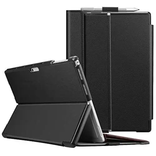 Fintie Case for Microsoft Surface Pro 7 Compatible with Surface Pro 6 / Surface Pro 5 12.3 Inch Tablet, Hard Shell Slim Portfolio Cover Work with Type Cover Keyboard, Black