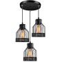 Industrial Pendant Lighting Licperron E26 Base Edison Metal Caged Vintage Hanging Pendant 3-Lights Rustic Pendant Light Fixture for Kitchen Dining Room Bar Hotel