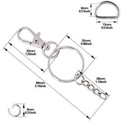 Swpeet 150Pcs Lobster Claw Clasps, Including 30Pcs Key Chain Hooks and 30Pcs D Ring, 30Pcs Key Rings and 30Pcs Extender Chain with 30 Pcs Open Jump Rings