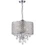Edvivi Marya 4-Light Chrome Round Crystal Chandelier Ceiling Fixture | Beaded Drum Shade | Glam Lighting