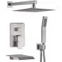 CHING Shower System Brushed Nickel Wall Mounted Shower Faucet Set with Waterfall Tub Spout and 10 Inch Rain Shower Head Rain Mixer Shower Faucet Combo Set All Metal (Brushed Nickel 10 Inch)