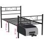 HAAGEEP Twin Bed Frame with Headboard Storage No Box Spring Needed Metal Platform Single Size Bedframe Foundation 14 Inch High