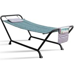 Sorbus Hammock Bed with Stand, Features Deluxe Pillow and Storage Pockets, Heavy Duty, Supports 500 Pounds, Great for Patio, Deck, Yard, Garden Camping Furniture