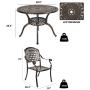 OKIDA 5 Piece Outdoor Cast Aluminum Patio Dining Set, Conversation Furniture Set for Patio Deck Garden with 4 Chairs and Round Table, Umbrella Hole, Flora and Lattice Design