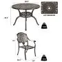 OKIDA 5 Piece Outdoor Cast Aluminum Patio Dining Set, Conversation Furniture Set for Patio Deck Garden with 4 Chairs and Round Table, Umbrella Hole, Flora and Lattice Design