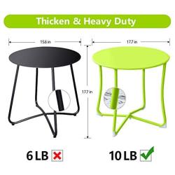 Amagabeli Metal Patio Side Table 18” x 18” Heavy Duty Weather Resistant Anti-Rust Outdoor End Table Small Steel Round Coffee Table Porch Table Snack Table for Balcony Garden Yard Lawn,Lime Green