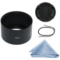 SIOTI Camera Long Focus Metal Lens Hood with Cleaning Cloth and Lens Cap Compatible with Leica/Fuji/Nikon/Canon/Samsung Standard Thread Lens