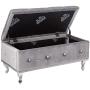 Kings Brand Furniture Gray Velvet Tufted Design Upholstered Storage Bench Ottoman Kings Brand Furniture Gray Velvet Tufted Design Upholstered Storage Bench Ottoman