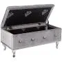 Kings Brand Furniture Gray Velvet Tufted Design Upholstered Storage Bench Ottoman