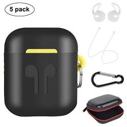 Amoysanli Metal AirPods Case Compatible AirPods 1&2 Charging Cover Case Dual Layer AirPods Cover Skin with Keychain (Not for Wireless Charging Case) (Black)