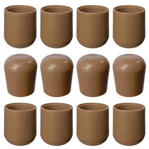 Folding Chair Leg Caps Beige 7/8 Inch (12 Pack) - Heavy Duty Nylon Chair End Caps, Non-Marring Round Hardwood Floor Protectors, Compatible Replacement Plugs for Metal and Padded Folding Chairs Tips