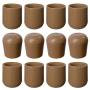 Folding Chair Leg Caps Beige 7/8 Inch (12 Pack) - Heavy Duty Nylon Chair End Caps, Non-Marring Round Hardwood Floor Protectors, Compatible Replacement Plugs for Metal and Padded Folding Chairs Tips