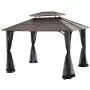 Sunjoy A102009100 Lindsay 10x12 ft. Steel Gazebo with 2-Tier Hip Roof Hardtop, Brown Sunjoy A102009100 Lindsay 10x12 ft. Steel Gazebo with 2-Tier Hip Roof Hardtop, Brown