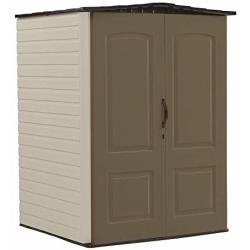 Rubbermaid Medium Vertical Resin Weather Resistant Outdoor Garden Storage Shed, 5x4 Feet, Brown