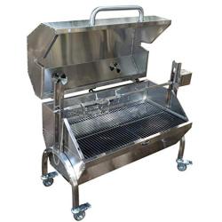 Titan Great Outdoors 35W Stainless Steel Rotisserie Grill Roaster w/Glass Hood 85 LB Capacity