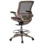 Flash Furniture Mid-Back Transparent Black Mesh Drafting Chair with Melrose Gold Frame and Flip-Up Arms