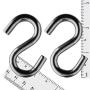 S Hook - Heavy Duty, Marine Grade 316 Stainless Steel 2.5'' Long, 5/16'', Extra Strong S Shaped Hook - Thick Metal Hook for Hanging and Utility Use (4)