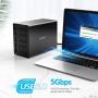 ORICO 5 Bay USB 3.0 to SATA External Hard Drive Enclosure Support 80TB, 2.5/3.5 inch HDD SSD Enclosure Built-in 150W Power/Dual Chip for Enterprise Data Storage Backup, Server Expansion (No RAID)
