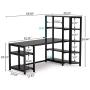 Tribesigns Modern Computer Desk with 5 Tier Storage Shelves, 67 inch Large Office Desk Study Writing Table Workstation with Corner Bookshelf and Tower Shelf for Home Office, Black