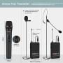 Wireless Microphone System, Phenyx Pro 4-Channel VHF Wireless Microphone Set with 2 Handhelds/2 Bodypacks/2 Lapels/ 2 Headset, Metal Receiver, Ideal for Church, Meeting, Conference(PTV-2000B)