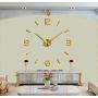 FASHION in THE CITY 3D DIY Frameless Wall Clock Creative Design Mirror Surface Wall Decorative Sticker Watches (Gold)