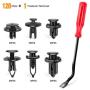 GOOACC GRC-30 120PCS Car Retainer 6.3mm 8mm 9mm 10mm Expansion Screws Replacement Kit Bumper Push Rivet Clips, 1PC Fastener Remover