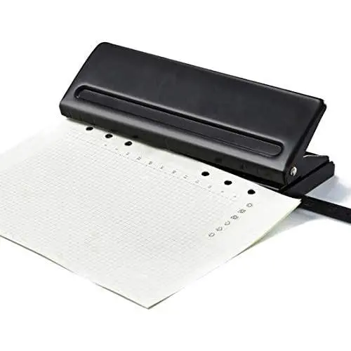 Adjustable 6-Hole Punch Paper Puncher Metal for A5 Size Six Ring Binder Planner Inserts Refill Pages - 5mm Hole Diameter Adjustable 6-Hole Punch Paper Puncher Metal for A5 Size Six Ring Binder Planner Inserts Refill Pages - 5mm Hole Diameter