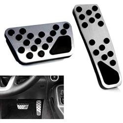 iJDMTOY 2pc Set Track Design Silver Aluminum Foot Pedal Covers Compatible With Chrysler 300, Dodge Challenger Charger Magnum