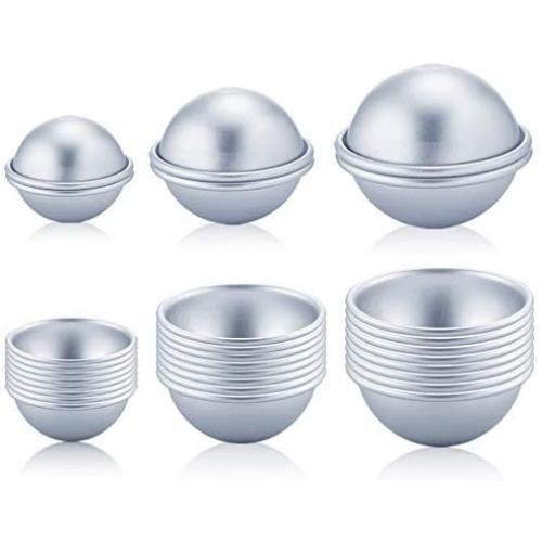 Caydo 30 Pieces 3 Sizes DIY Metal Bath Bomb Mold 15 Set for Crafting Your Own Fizzles