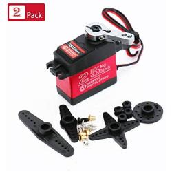 Youleke 2Pack 25KG High Torque RC Digital Servo，Waterproof Full Metal Gear Servo with 25T Servo Horn（270°）