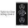 GE Outlet Surge Protector, 6 Ft Extension Cord, Power Strip, 800 Joules, Twist-To-Close Safety Covers, Black, 33661, 6 ft, 6 Ft