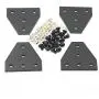 Befenybay 4PCS/Set Corner Bracket Plate with 20PCS M5x8mm Screws and 20PCS M5 T Nuts, 5-Hole Tee Outside Joining Plate for 2020 Series Aluminum Profile 3D Printer Frame (Black T-4 with Screw)