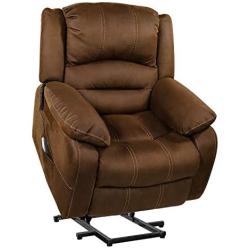 OT QOMOTOP Power Lift Recliner Chair, Electric Power Lift Recliner Chair Sofa for Elderly, Soft Fabric Design with Side Pockets & USB Ports, Supports up to 360 lbs (Brown)