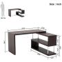 Bestier Rotating L Shaped Computer Desk, 51'' Large Corner Office Desk with Open 2 Tier Storage Shelves, Lightweight Sturdy Hollow-Core Board Gaming L Desk Workstation for Home Office, Brown