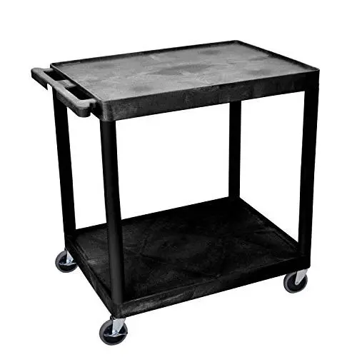 Luxor 2 Shelf Utility Cart Black - Small - HE38-B Luxor 2 Shelf Utility Cart Black - Small - HE38-B